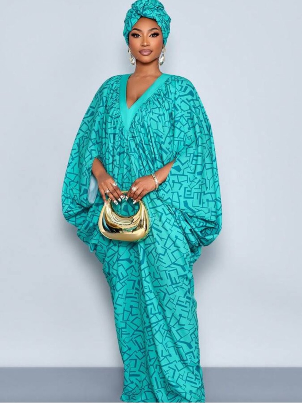 Dress-SOLERSUN 3 XL Spring/Summer Blocked V-Neck Pleated Design - Picture 5 of 9